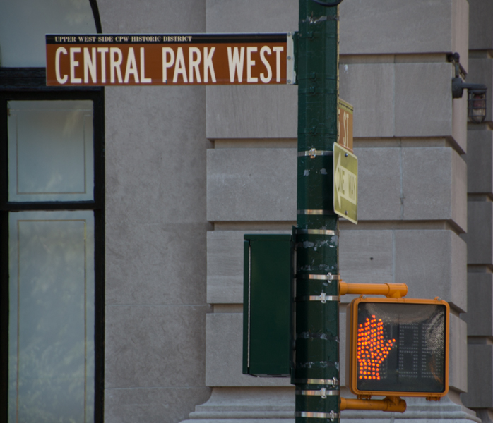 señal de Central Park West en Nueva York